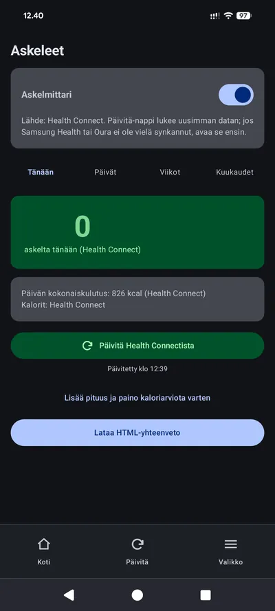 Arkikeskus step counter