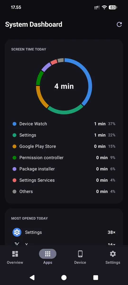Device-Watch screen time per app